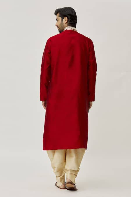 Arihant Rai Sinha Placket Floral Work Kurta & Dark Beige Dhoti Pant Set 