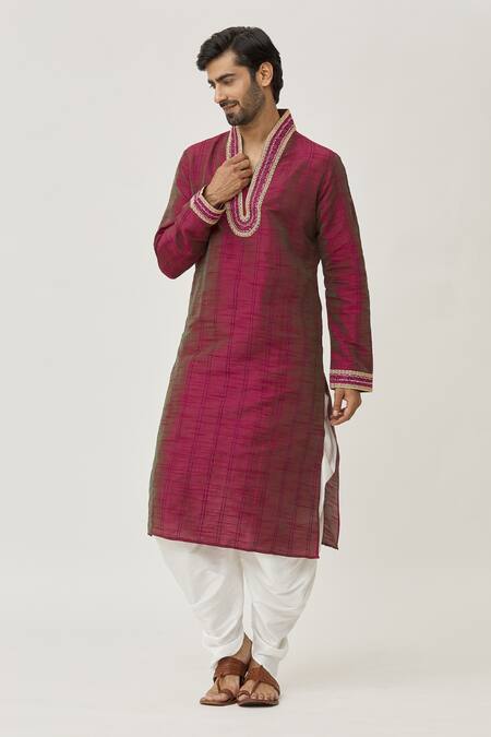 Buy Arihant Rai Sinha Pink Silk Beads Embroidered Kurta And Dhoti Pant Set Online at Aza Fashions Buy_Arihant Rai Sinha_Pink Silk Beads Embroidered Kurta And Dhoti Pant Set_Online_at_Aza_Fashions