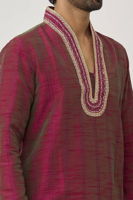 Shop Arihant Rai Sinha Pink Silk Beads Embroidered Kurta And Dhoti Pant Set Online at Aza Fashions Shop_Arihant Rai Sinha_Pink Silk Beads Embroidered Kurta And Dhoti Pant Set_Online_at_Aza_Fashions