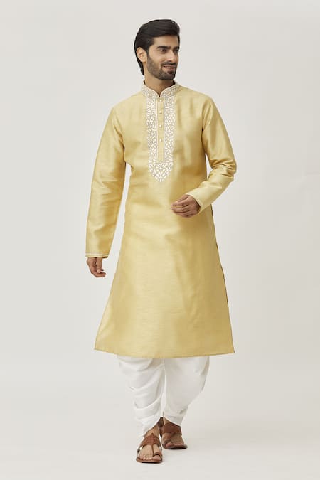 Arihant Rai Sinha Placket Geometric Embroidered Kurta & Dhoti Pant Set 