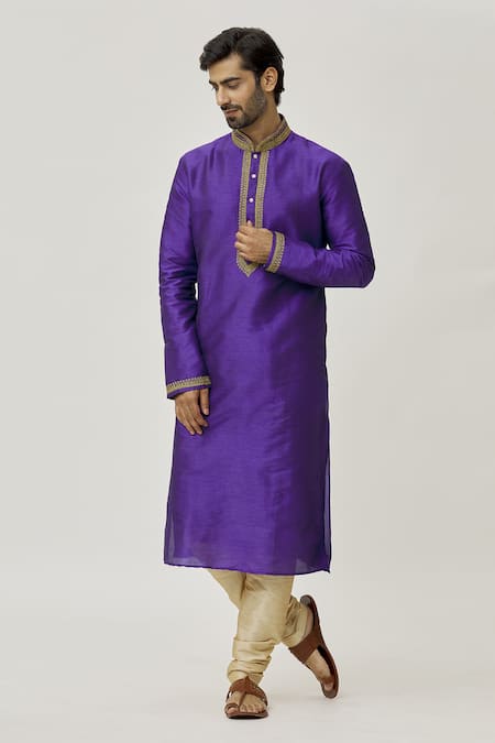 Arihant Rai Sinha Placket Aari Work Kurta & Dark Beige Churidar Set 