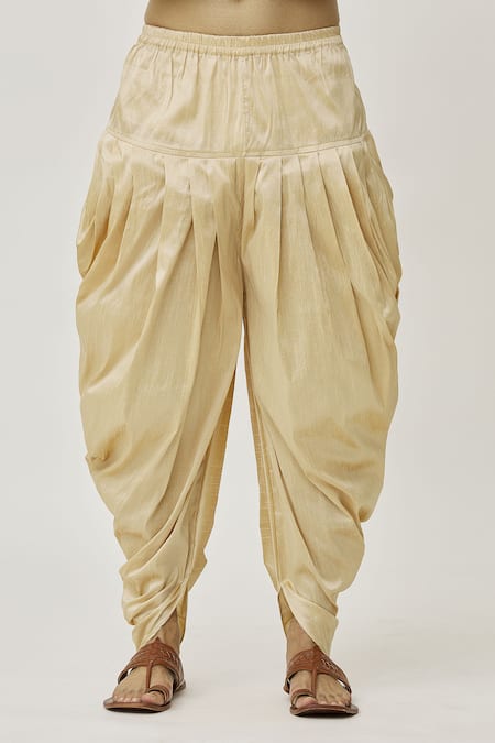 Arihant Rai Sinha Cream Silk Embroidery Placket Thread Work Kurta And Off-white Dhoti Pant Set at Aza Fashions Arihant Rai Sinha_Cream Silk Embroidery Placket Thread Work Kurta And Off-white Dhoti Pant Set _at_Aza_Fashions