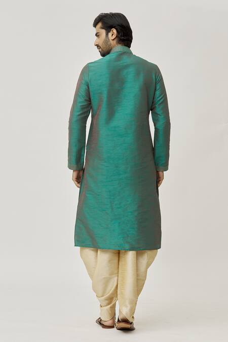 Shop Arihant Rai Sinha Green Silk Stitch Lines Work Kurta And Dhoti Pant Set at Aza Fashions Shop_Arihant Rai Sinha_Green Silk Stitch Lines Work Kurta And Dhoti Pant Set _at_Aza_Fashions