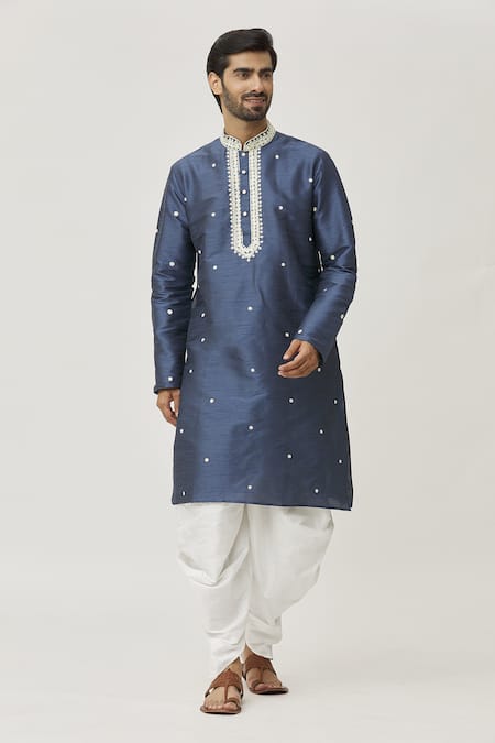 Arihant Rai Sinha Placket Aari Work Kurta & Off-White Dhoti Pant Set 