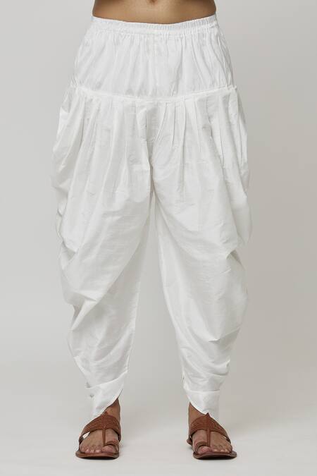 Arihant Rai Sinha Blue Silk Embroidery Placket Aari Work Kurta And Off-white Dhoti Pant Set at Aza Fashions Arihant Rai Sinha_Blue Silk Embroidery Placket Aari Work Kurta And Off-white Dhoti Pant Set _at_Aza_Fashions