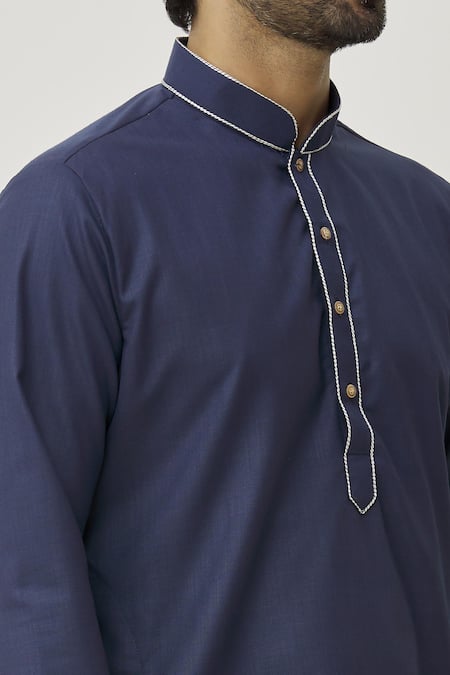 Shop_Arihant Rai Sinha_Blue Cotton Solid Kurta And Dhoti Pant Set_Online_at_Aza_Fashions