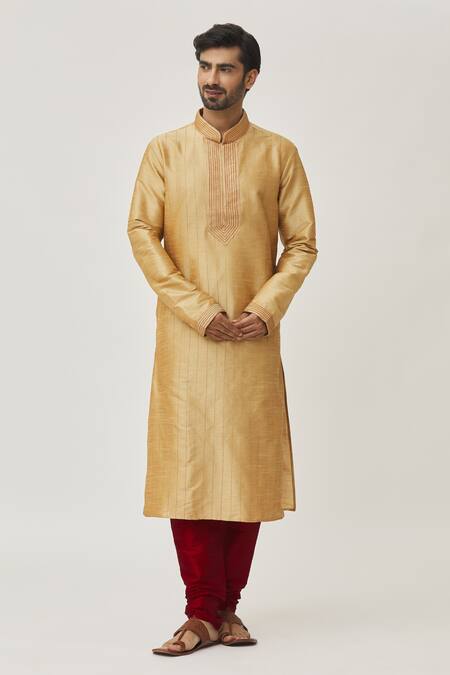 Buy Arihant Rai Sinha Beige Silk Embroidery Thread Work Kurta And Churidar Set Online at Aza Fashions Buy_Arihant Rai Sinha_Beige Silk Embroidery Thread Work Kurta And Churidar Set _Online_at_Aza_Fashions