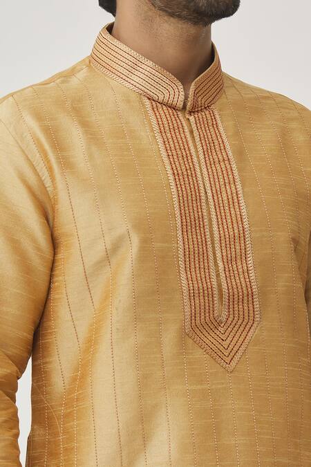 Shop Arihant Rai Sinha Beige Silk Embroidery Thread Work Kurta And Churidar Set Online at Aza Fashions Shop_Arihant Rai Sinha_Beige Silk Embroidery Thread Work Kurta And Churidar Set _Online_at_Aza_Fashions