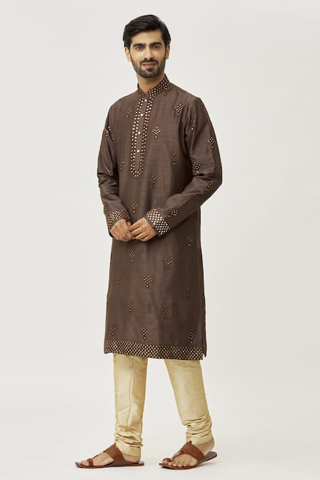 Buy Arihant Rai Sinha Brown Silk Mirrors, Embroidery Kurta And Churidar Set Online at Aza Fashions Buy_Arihant Rai Sinha_Brown Silk Mirrors, Embroidery Kurta And Churidar Set _Online_at_Aza_Fashions