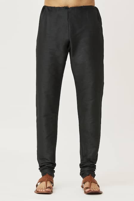 Arihant Rai Sinha_Red Silk, Chanderi Embroidery Leaf Kurta And Churidar Set _at_Aza_Fashions