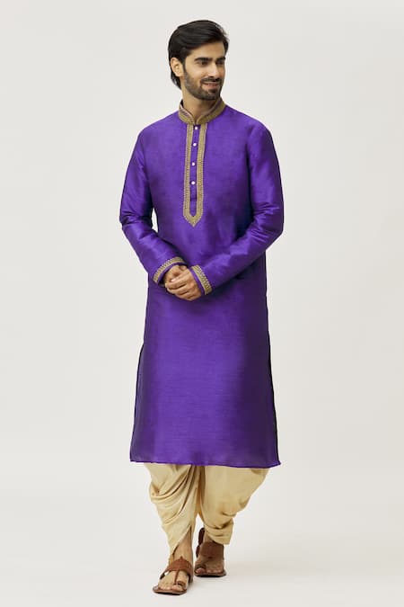 Arihant Rai Sinha Placket Aari Work Kurta & Dark Beige Dhoti Pant Set 