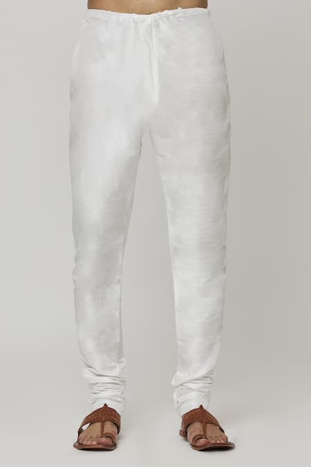 Arihant Rai Sinha_Maroon Cotton Solid Kurta And Off-white Churidar Set_at_Aza_Fashions