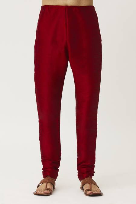 Arihant Rai Sinha_Black Silk, Chanderi Embroidery Thread Kurta And Churidar Set _at_Aza_Fashions