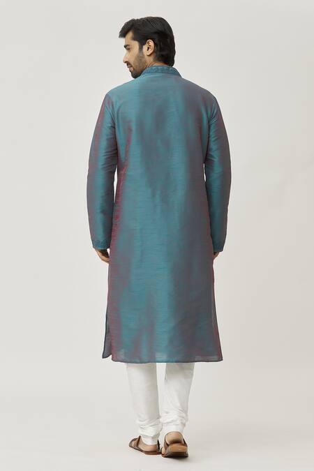 Shop Arihant Rai Sinha Grey Silk, Chanderi Embroidery Cuffs Thread Work Kurta And Churidar Set at Aza Fashions Shop_Arihant Rai Sinha_Grey Silk, Chanderi Embroidery Cuffs Thread Work Kurta And Churidar Set_at_Aza_Fashions