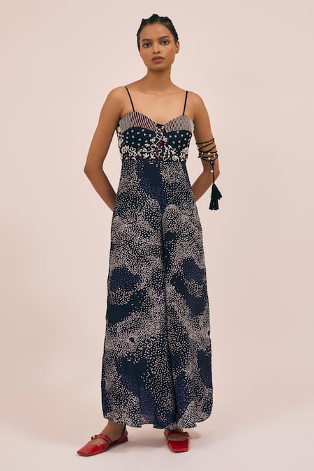 AMKA Yarrow Bloom Galaxy Print Embellished Jumpsuit 