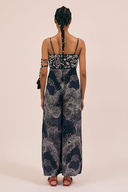 Amka Yarrow Bloom Galaxy Print Embellished Jumpsuit 