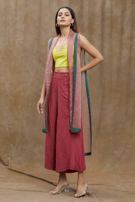 Ezra Purple Chiffon Shawl Neck Semi Sheer Sleeveless Jacket Online at Aza Fashions Ezra_Purple Chiffon Shawl Neck Semi Sheer Sleeveless Jacket _Online_at_Aza_Fashions