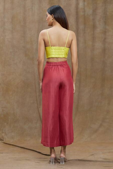Shop_Ezra_Yellow Printed Hexagon V Neck Buster_at_Aza_Fashions
