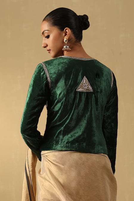 Weaver Story Zardozi Hand Embroidered Cropped Jacket 