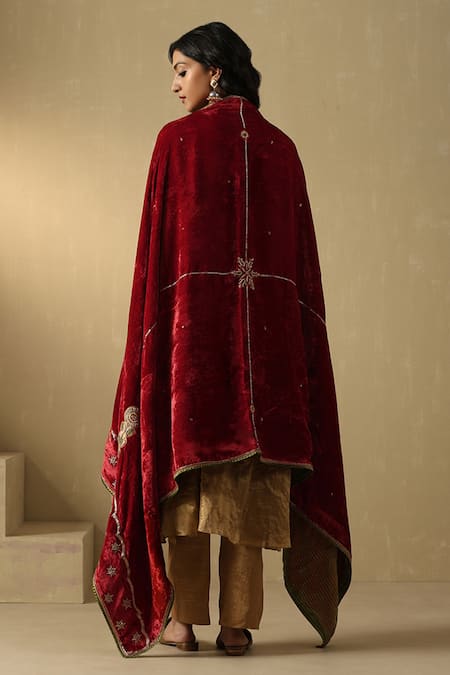 Weaver Story Floral Zardozi Hand Embroidered Doshala 