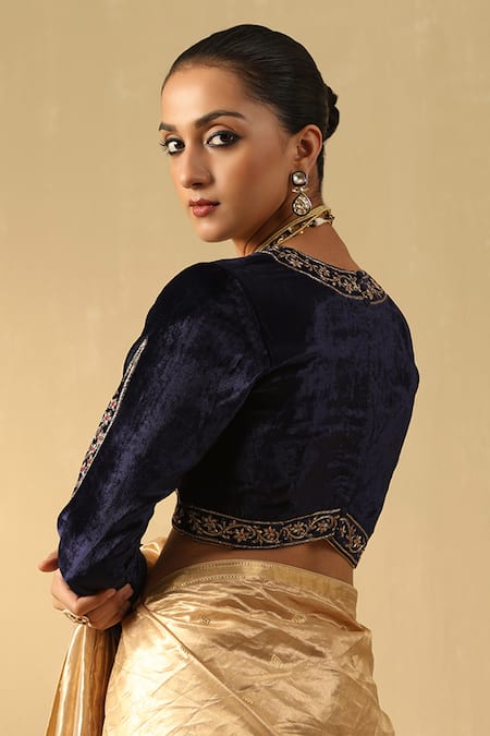 Weaver Story Zardozi Embroidered Velvet Blouse 