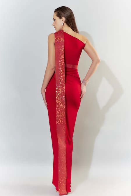 Cham Cham One-Shoulder Draped Gown 