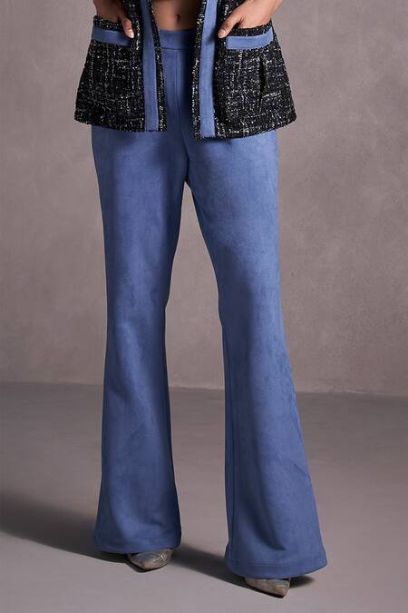 Buy Qala Clothing Black Suede, Tweed, Cotton Open , Scoop Vallery Jacket Pant Set Online at Aza Fashions Buy_Qala Clothing_Black Suede, Tweed, Cotton Open , Scoop Vallery Jacket Pant Set_Online_at_Aza_Fashions