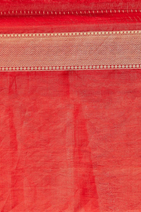 Buy_Paaprika_Red Silk Embroidery Vine Jaal Woven Saree With Unstitched Blouse Piece 