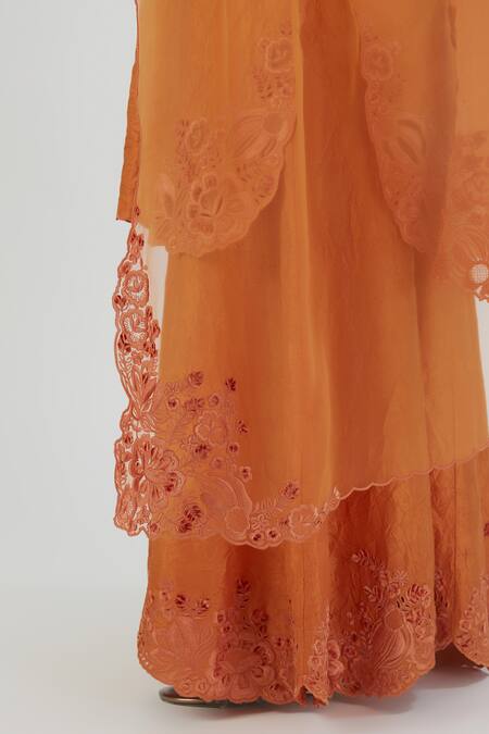 Lajjoo C Orange Organza Embroidered Thread Arshi Dupatta Online at Aza Fashions Lajjoo C_Orange Organza Embroidered Thread Arshi Dupatta _Online_at_Aza_Fashions