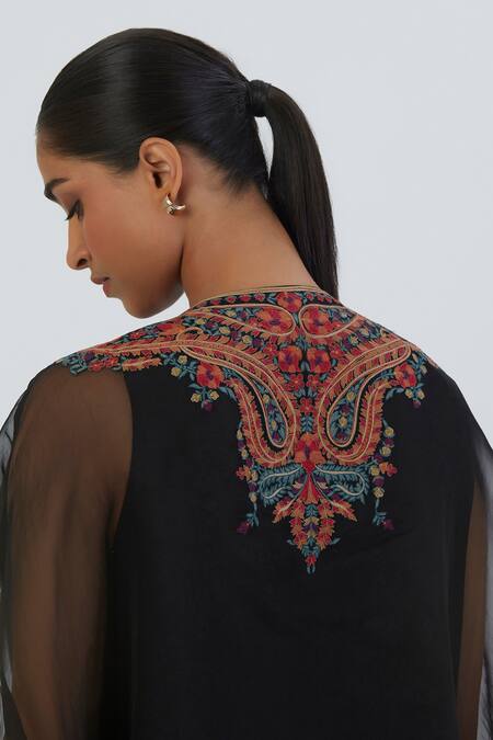 Buy Lajjoo C Black Kurta Organza Embroidered Thread Round Rumi Bodice With Silk Pant Online at Aza Fashions Buy_Lajjoo C_Black Kurta Organza Embroidered Thread Round Rumi Bodice With Silk Pant _Online_at_Aza_Fashions