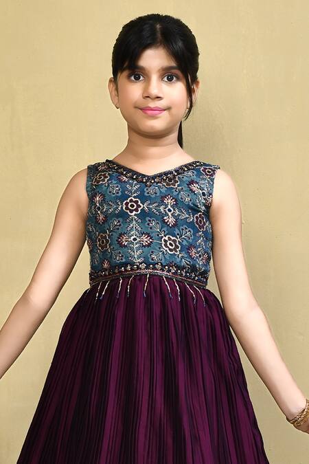 Petite Pomme Multi Color Georgette Embroidery Floral Bloom Print Bodice Gown Online at Aza Fashions Petite Pomme_Multi Color Georgette Embroidery Floral Bloom Print Bodice Gown_Online_at_Aza_Fashions