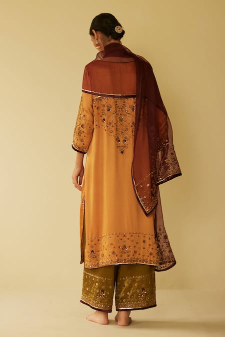 Shop_Sarang Kaur_Purple Organza, Silk Embroidery Farida Hand Dupatta _at_Aza_Fashions