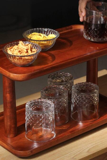 Buy Brick Brown Brown Solid Wood Rectangular Shaped Twin-tiered Organizer Online at Aza Fashions Buy_Brick Brown_Brown Solid Wood Rectangular Shaped Twin-tiered Organizer_Online_at_Aza_Fashions