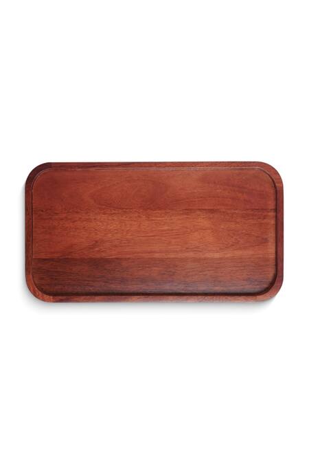 Buy Brick Brown Brown Solid Wood Rectangular Shaped Twin-tiered Organizer Buy_Brick Brown_Brown Solid Wood Rectangular Shaped Twin-tiered Organizer