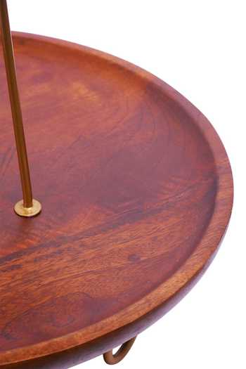Brick Brown Brown Metal, Solid Wood And Round Shaped Cake Stand at Aza Fashions Brick Brown_Brown Metal, Solid Wood And Round Shaped Cake Stand_at_Aza_Fashions