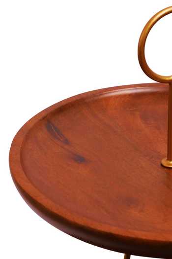 Buy Brick Brown Brown Metal, Solid Wood And Round Shaped Cake Stand Buy_Brick Brown_Brown Metal, Solid Wood And Round Shaped Cake Stand