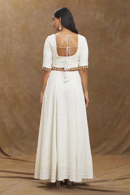 Monk & Mei By Sonia Anand Mallika Chikankari Embroidered Lehenga Set 