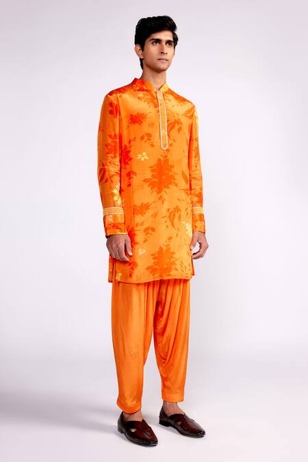 Buy ISHA GUPTA TAYAL Orange Crepe Beads, Embroidery Floral Print Kurta And Salwar Set Online at Aza Fashions Buy_ISHA GUPTA TAYAL_Orange Crepe Beads, Embroidery Floral Print Kurta And Salwar Set _Online_at_Aza_Fashions