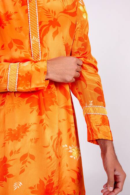 Shop ISHA GUPTA TAYAL Orange Crepe Beads, Embroidery Floral Print Kurta And Salwar Set Online at Aza Fashions Shop_ISHA GUPTA TAYAL_Orange Crepe Beads, Embroidery Floral Print Kurta And Salwar Set _Online_at_Aza_Fashions