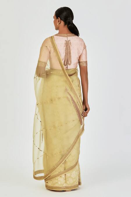 Buy Lajjoo C Pink Raw Silk Embroidered Marodi Round Antara Blouse Online at Aza Fashions Buy_Lajjoo C_Pink Raw Silk Embroidered Marodi Round Antara Blouse _Online_at_Aza_Fashions