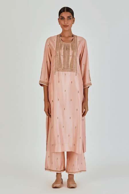 Lajjoo C Shirsha Creeper Embroidered Kurta With Palazzo 