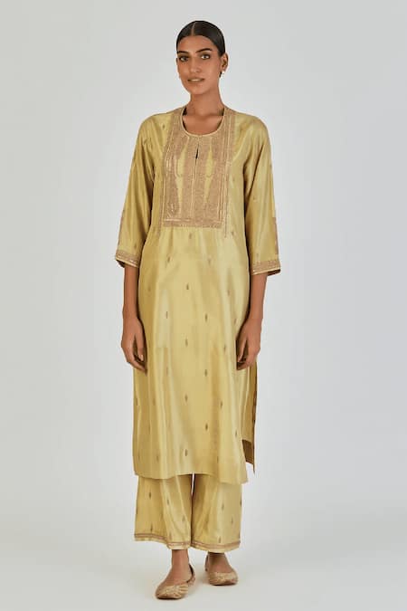 Lajjoo C Shrisha Twiner Vine Embroidered Kurta With Palazzo 