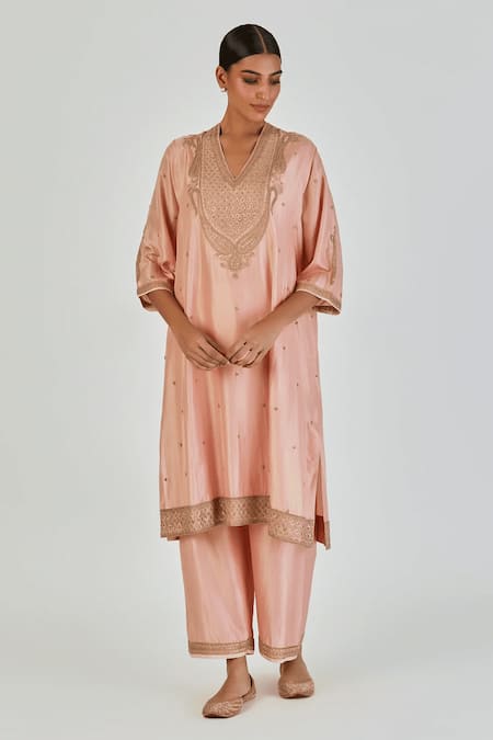 Lajjoo C Barkha Paisley Gul Embroidered Kurta With Palazzo 