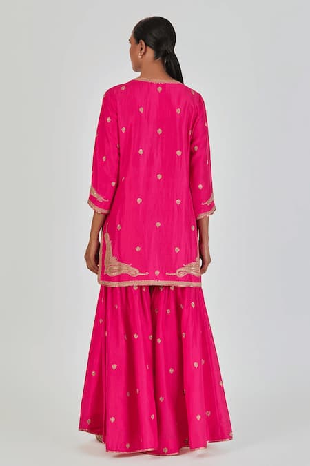 Lajjoo C Adiya Wildflora Embroidered Kurta With Palazzo 