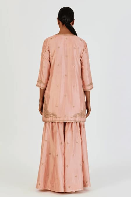 Lajjoo C Adiya Wild Bloom Embroidered Kurta With Palazzo 