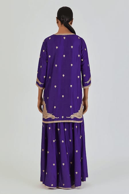 Lajjoo C Adiya Wild Flower Embroidered Kurta With Palazzo 