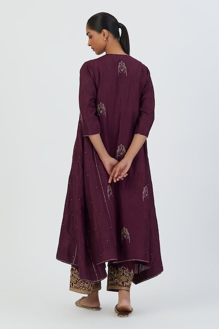 Lajjoo C Sujata Embroidered Silk Kurta & Pant Set 