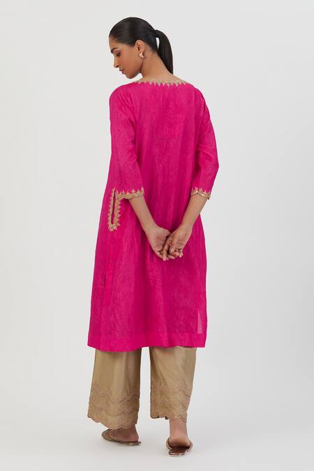Lajjoo C Meer Silk Kurta & Scalloped Hem Pant Set 
