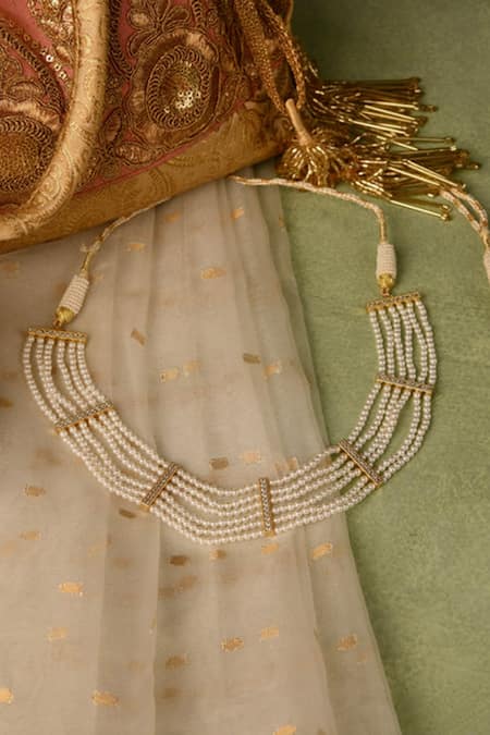 Shop_Totapari_White Vaijayanti Embellished Necklace _at_Aza_Fashions