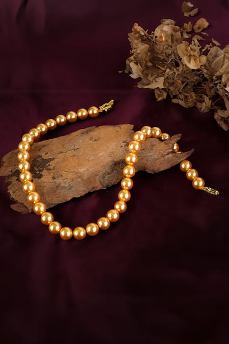 Shop Totapari Gold Plated Pearls, Zari Sunset Embellished Necklace Set at Aza Fashions Shop_Totapari_Gold Plated Pearls, Zari Sunset Embellished Necklace Set _at_Aza_Fashions